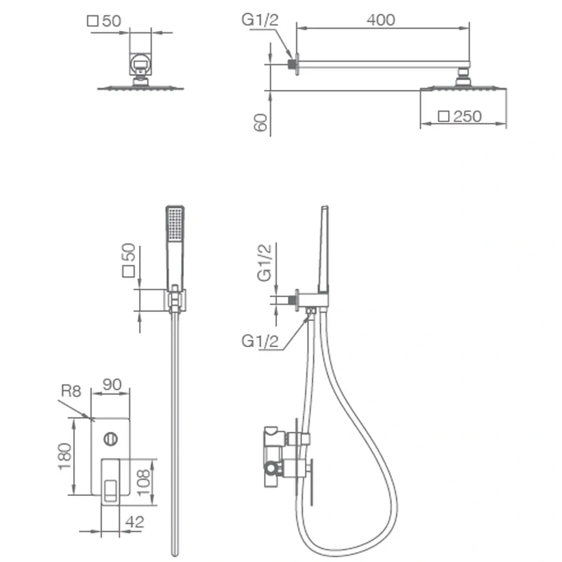 Chuveiro de embutir na parede cromado modelo suecia
