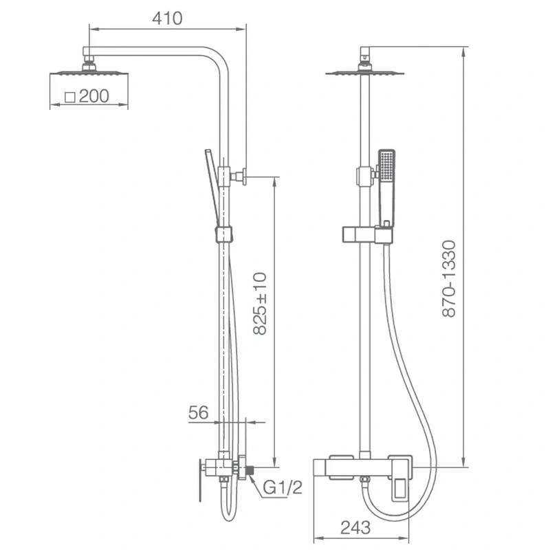 Conjunto de duche para casa de banho modelo suecia cor cromado