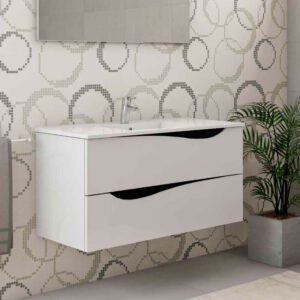 Movel de casa de banho suspenso royal branco régua preta