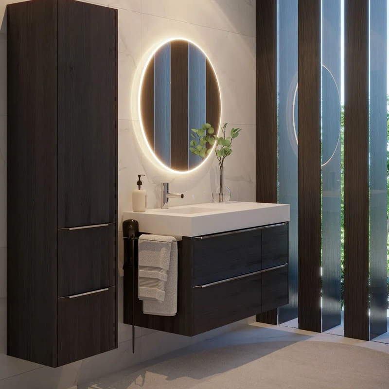 Movel de casa de banho suspenso com lavatório samos cor azabache