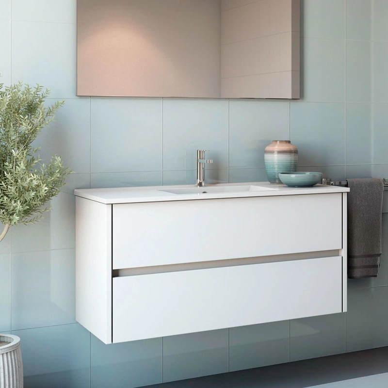 Movel de casa de banho suspenso com lavatório modelo axis cor branca
