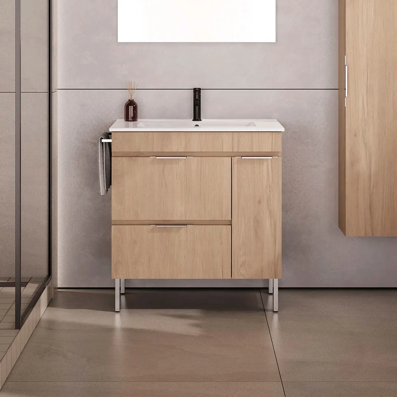 Movel de casa de banho com pés denver modelo priris com lavatório