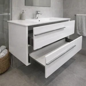 Movel de casa de banho suspenso com lavatório modelo tulipe cor branco