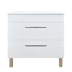 Movel de casa de banho com pés cor branco modelo fitte com lavatório