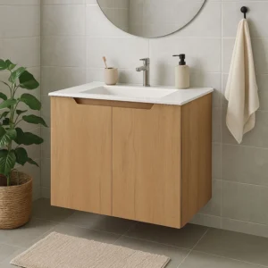 Movel de casa de banho suspenso com lavatório modelo lorena cor denver