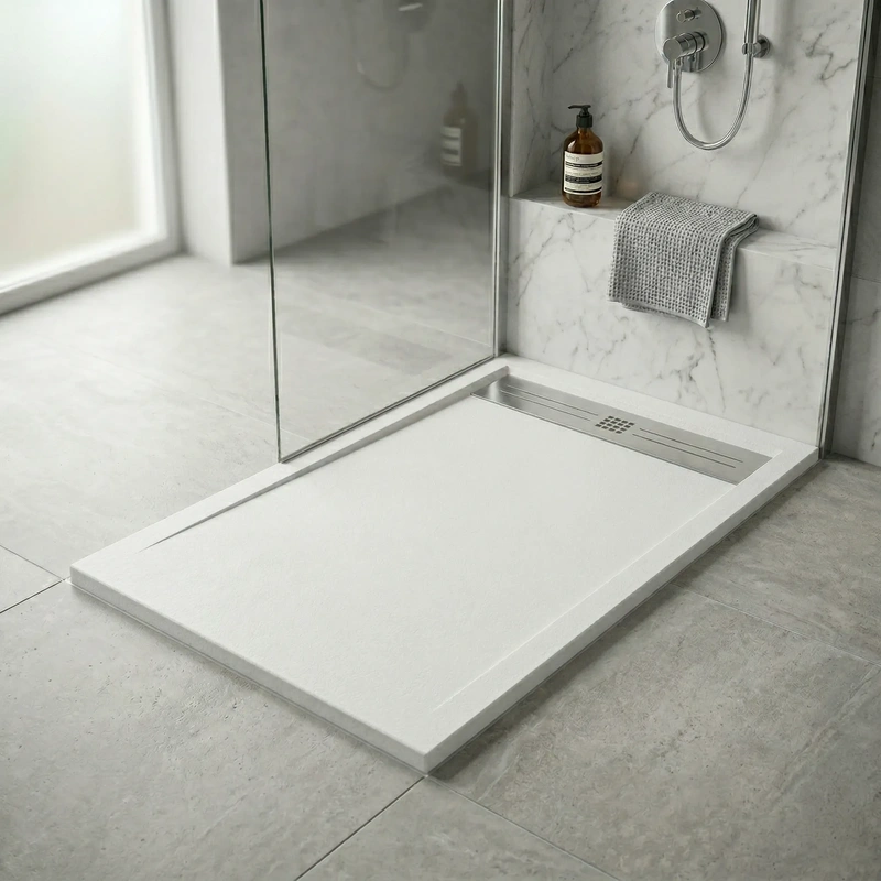 Base de duche para casa de banho antiderrapante resina modelo candor cor branca