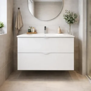 Movel de casa de banho suspenso com lavatório modelo ana cor branco