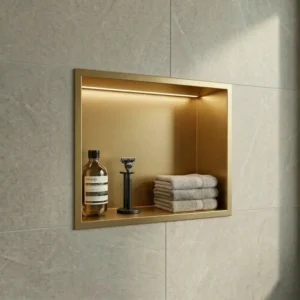 Nicho para casa de banho com led dourado mate 30cm