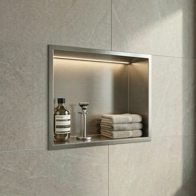 Nicho para casa de banho com led inox 30cm