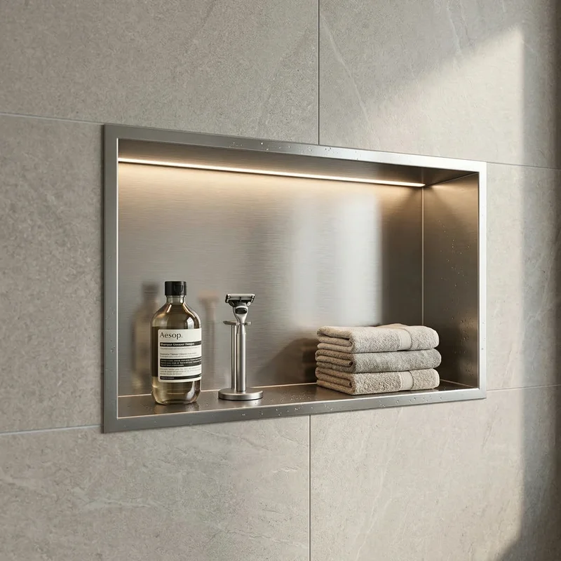 Nicho para casa de banho com led inox 60cm