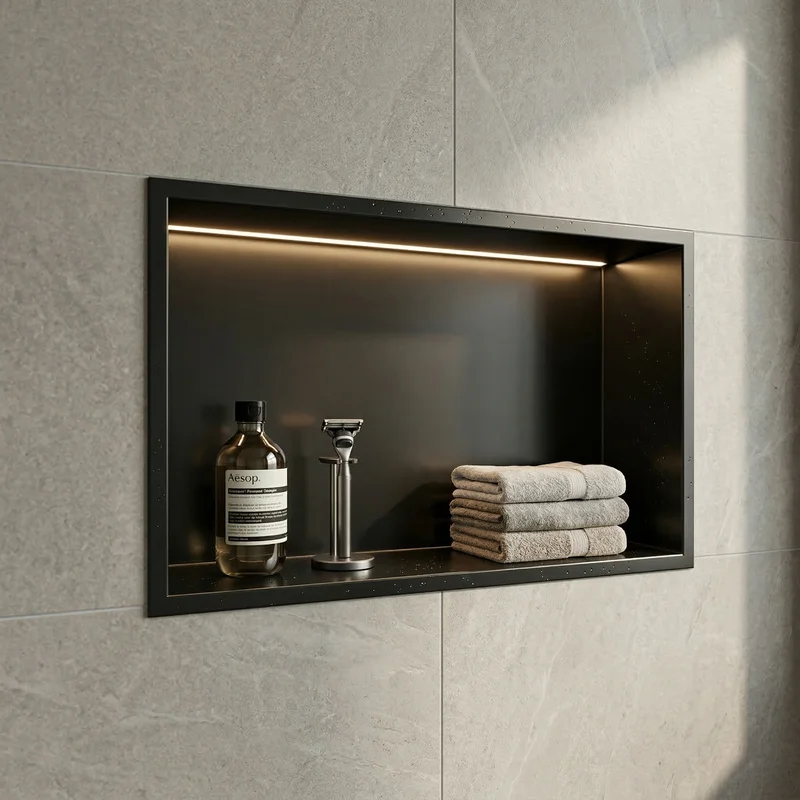 Nicho para casa de banho com led preto mate 60cm