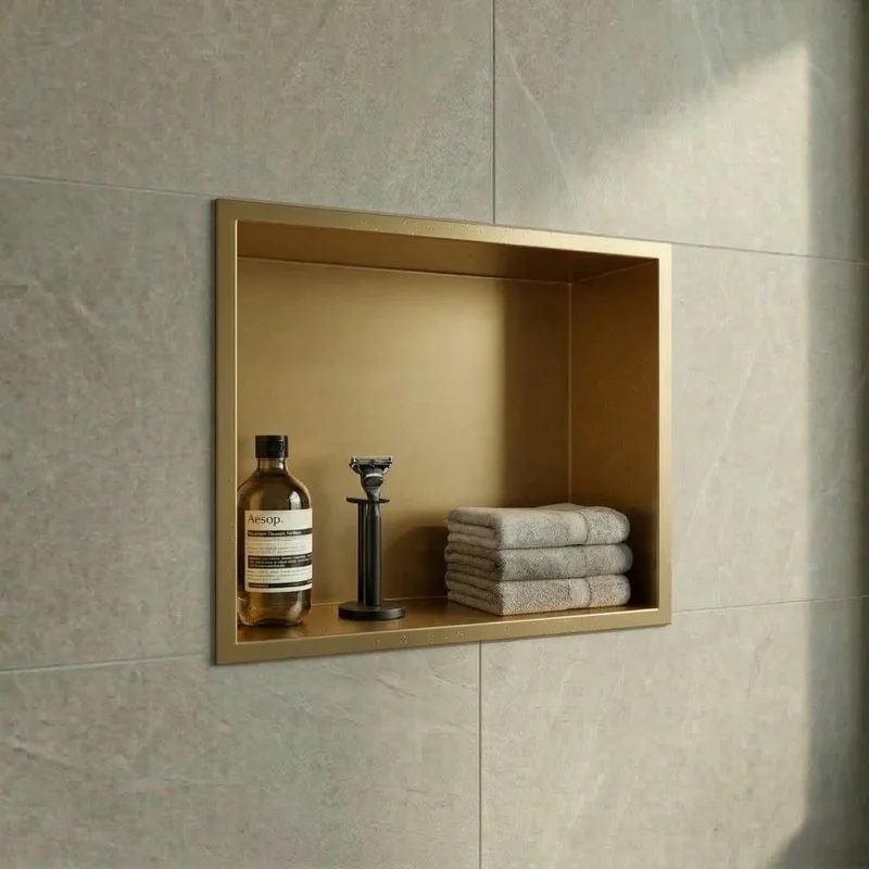 Nicho para casa de banho sem led dourado mate 30cm