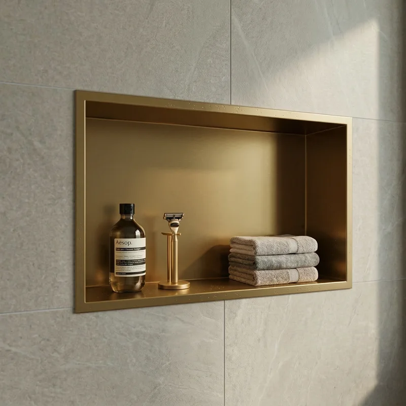 Nicho para casa de banho sem led dourado mate 60cm