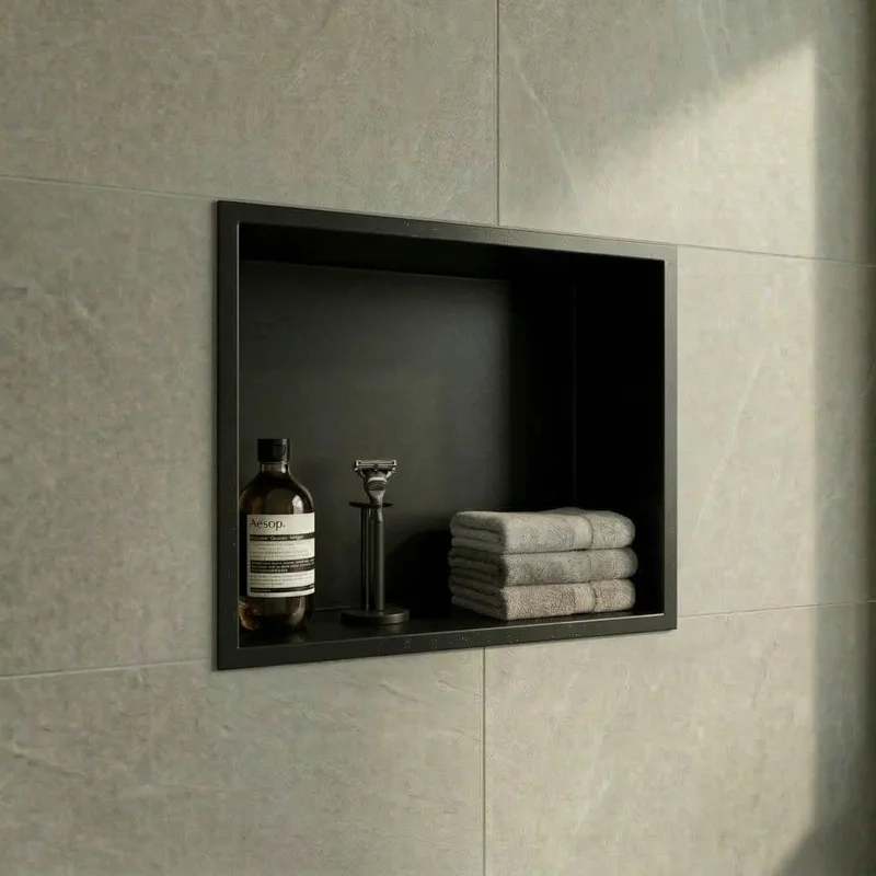Nicho para casa de banho sem led preto mate 30cm
