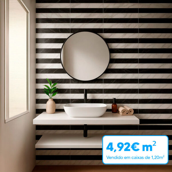 Revestimento cerâmico RELIEVE STRIPE CARRARA ALBINEGRO 20x60