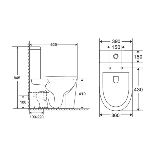 Pack sanita tampo queda amortecida rimless preto mate CHAVES - Image 3