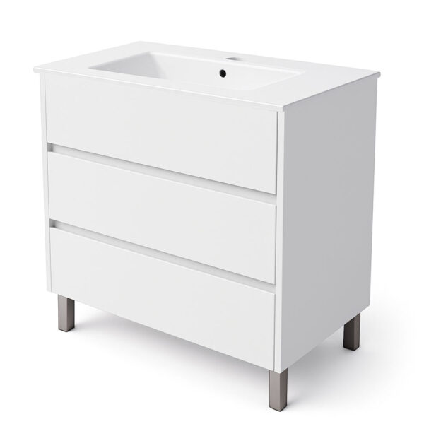 Móvel wc 80cm branco com 3 gavetas e pés - ALBI - Image 2