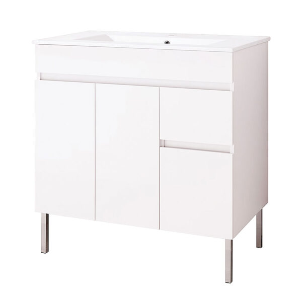 Móvel com pés PRIRIS 80cm branco 3 portas e 1 gaveta - Image 2