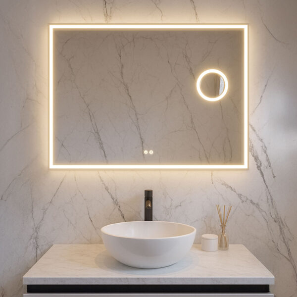 Espelho LED retangular borda foscada c/ desembaciador - NEPTUNO