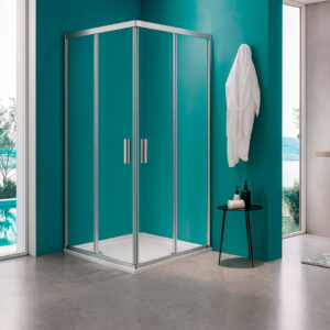 Cabine de duche abertura de canto perfil cromado - TRENTO