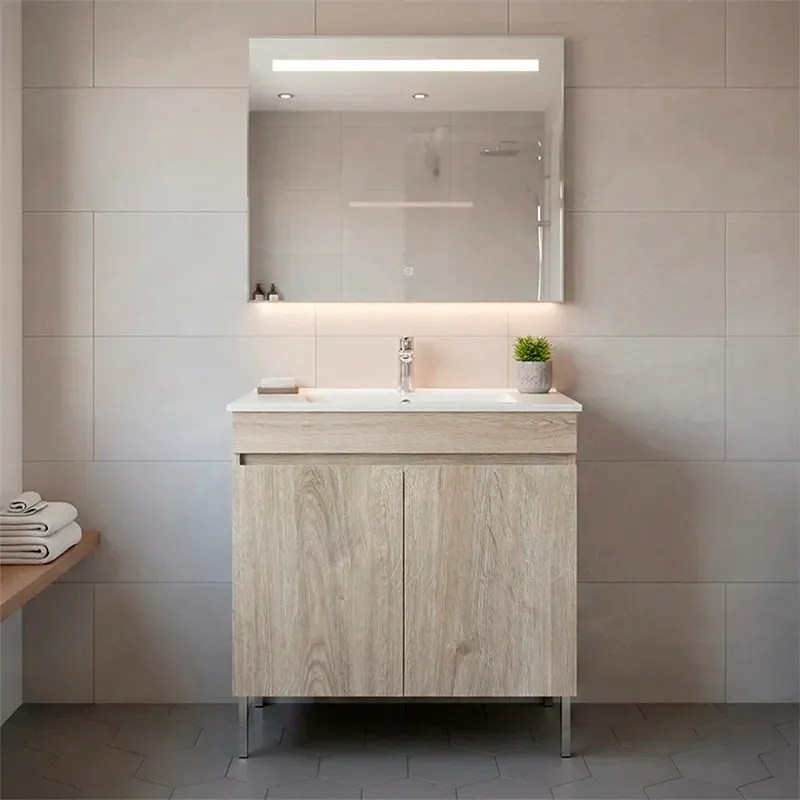 Movel de casa de banho com pés cor chene modelo luana com lavatório