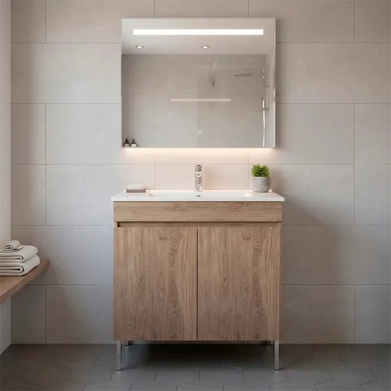 Movel de casa de banho com pés cor denver modelo luana com lavatório