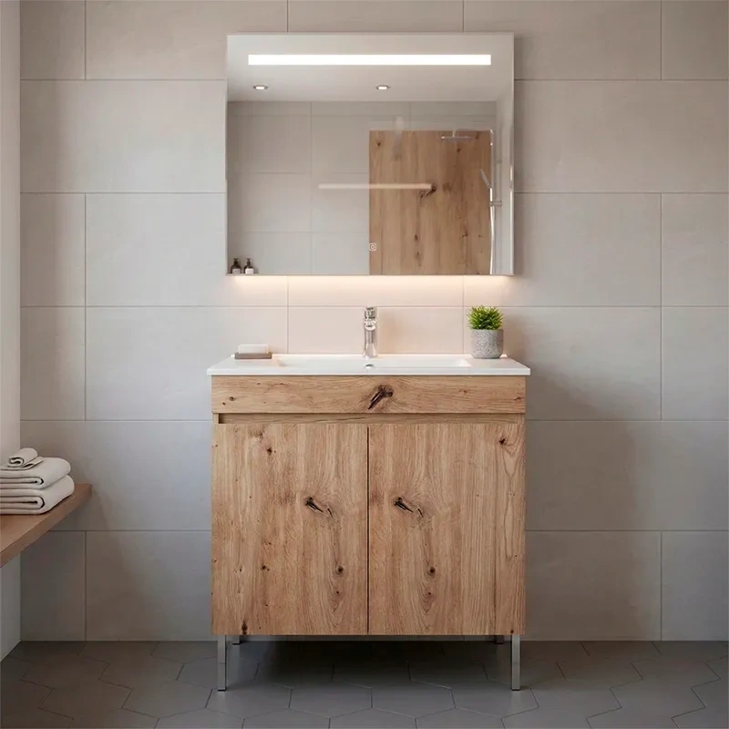 Movel de casa de banho com pés cor futura modelo luana com lavatório