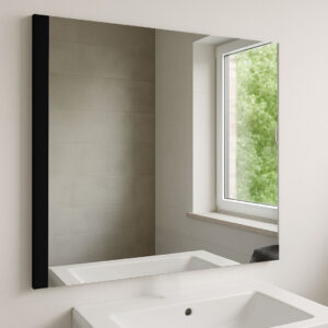 Espelho liso 80x60cm c/ barra lateral 5cm lacado preto mate - ISTAMBUL