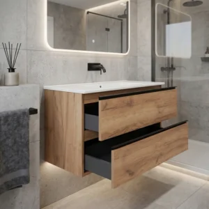 Movel de casa de banho suspenso cor artisan modelo new modular com lavatório