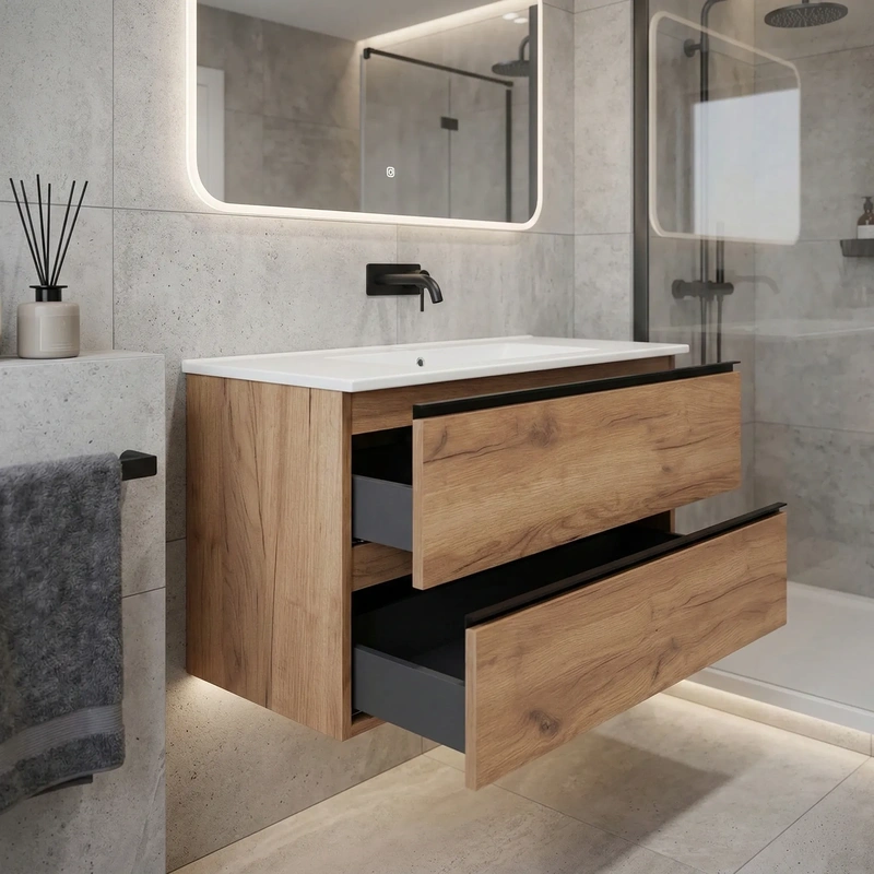 Movel de casa de banho suspenso cor artisan modelo new modular com lavatório