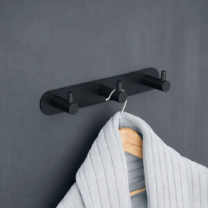 Essential cabide triplo de parede preto mate - MEDIMEX