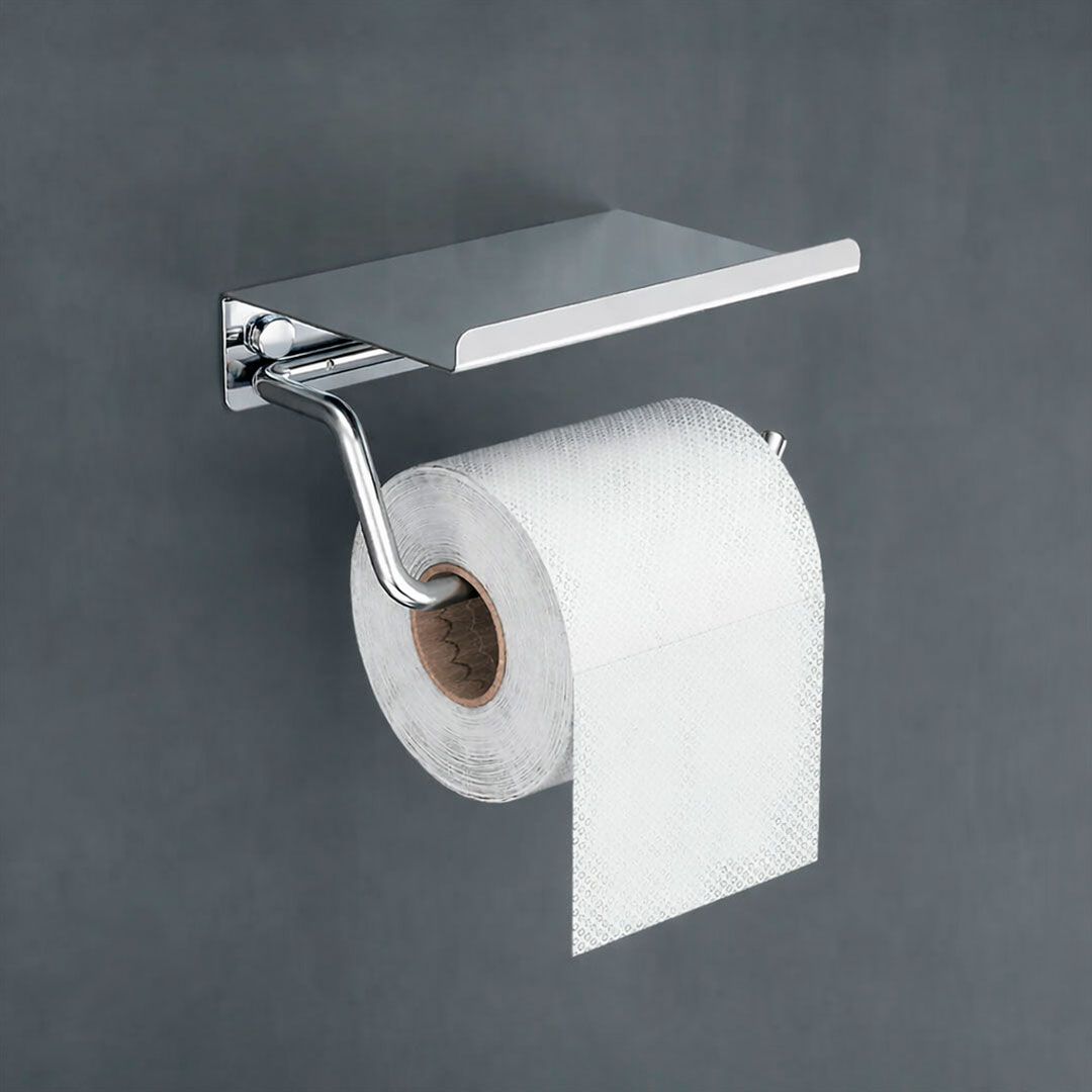 Essential porta rolos c/ prateleira cromado - MEDIMEX