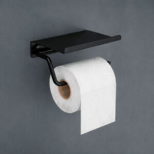 Essential porta rolos c/ prateleira preto mate - MEDIMEX