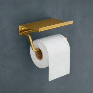 Essential porta rolos c/ prateleira ouro mate - MEDIMEX