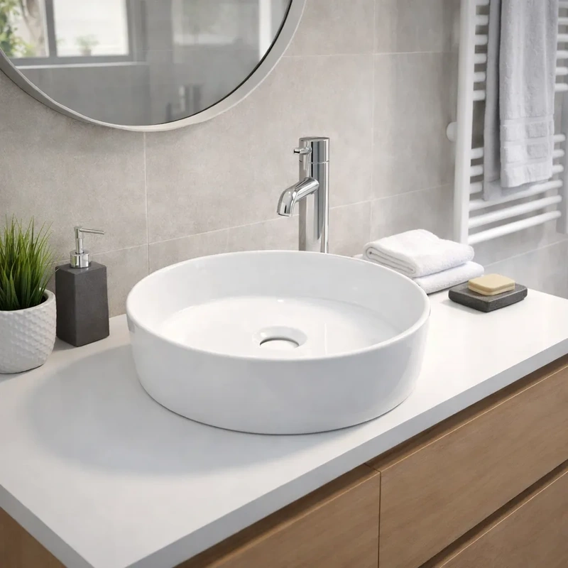 Lavatório para casa de banho de pousar branco lenus 30cm