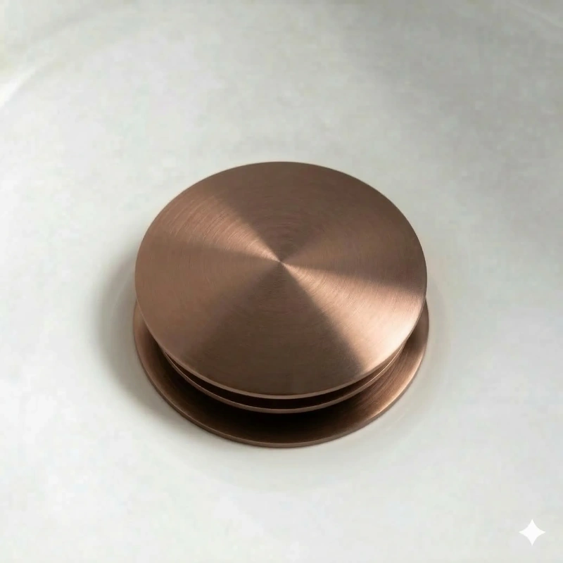 Valvula clic-clac para lavatório na cor ouro rosa mate