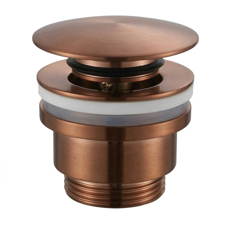 Valvula clic-clac para lavatório na cor ouro rosa brilho