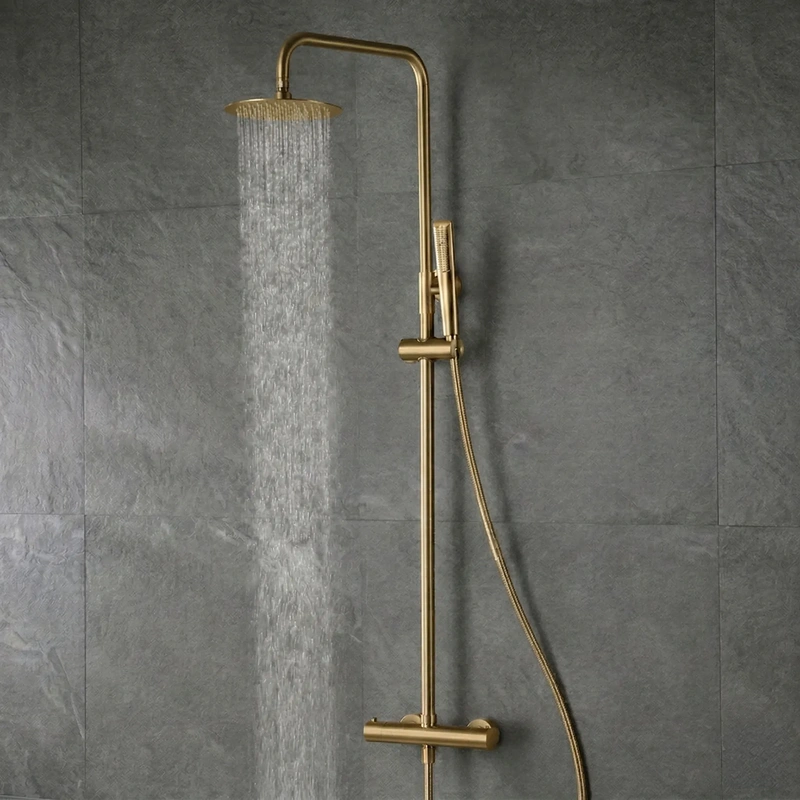 Conjunto de duche para casa de banho modelo napoles cor ouro escovado