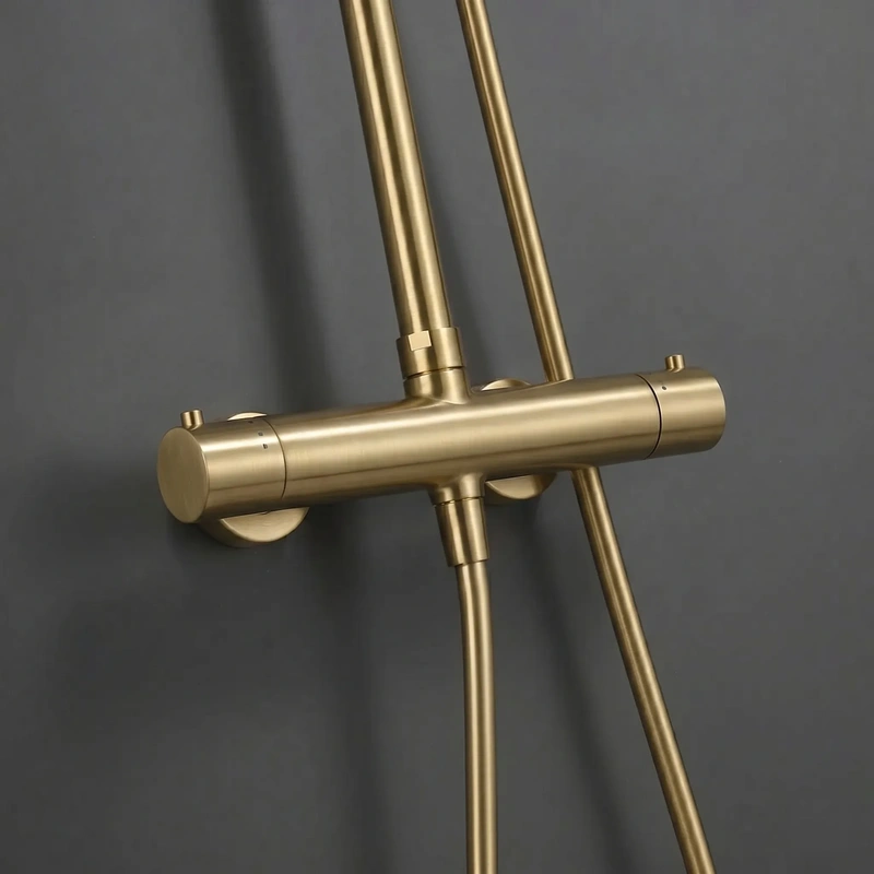 Conjunto de duche para casa de banho modelo monza termostático cor ouro escovado