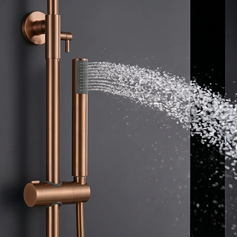 Conjunto de duche para casa de banho modelo monza termostático cor ouro rosa