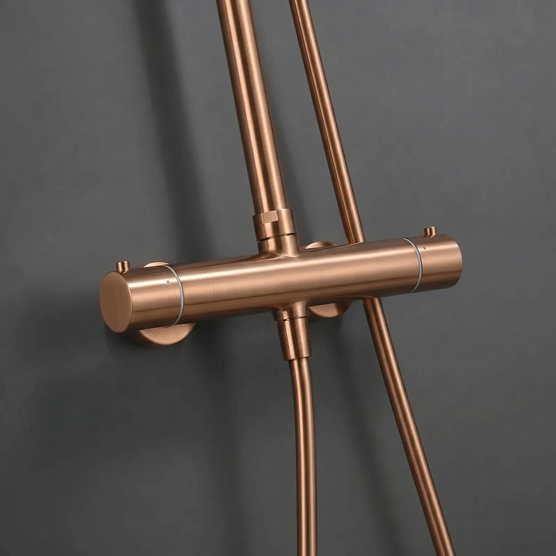 Conjunto de duche para casa de banho modelo monza termostático cor ouro rosa