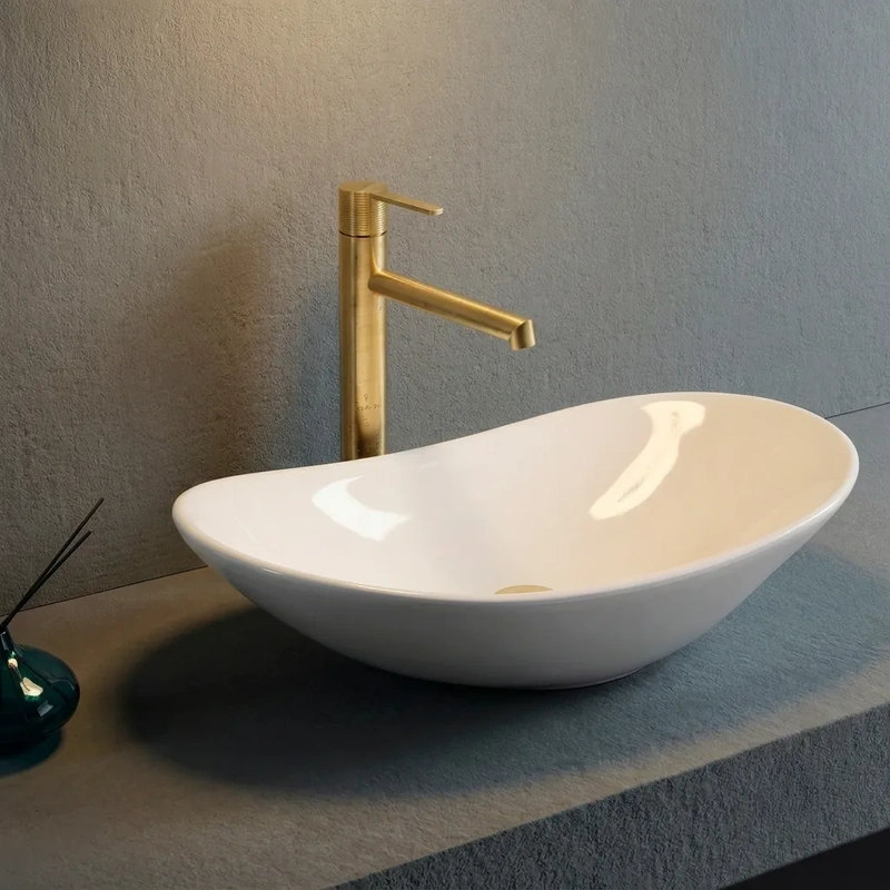 Lavatório de pousar para casa de banho modelo aveiro cor branco
