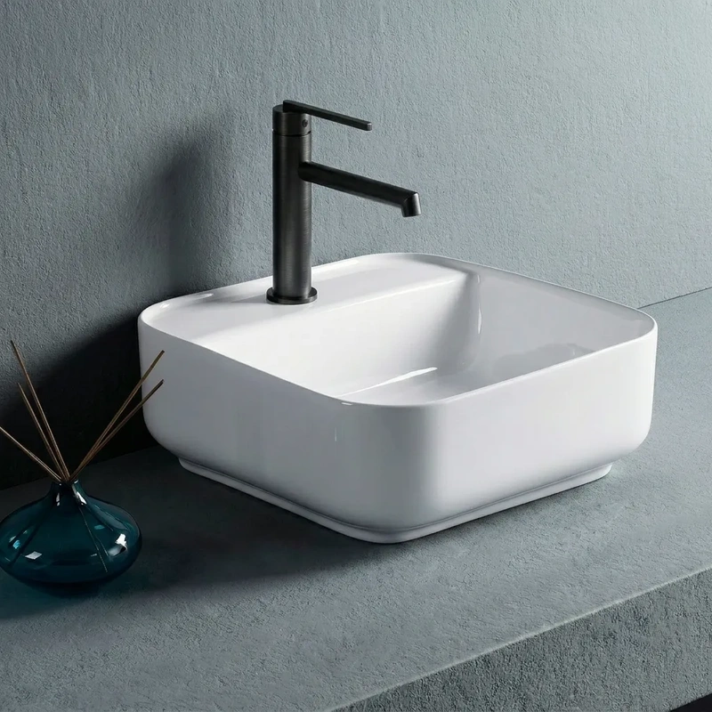 Lavatório de pousar para casa de banho modelo cascais cor branco