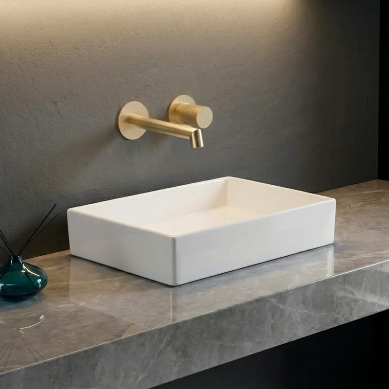 Lavatório de pousar para casa de banho modelo chaves cor branco