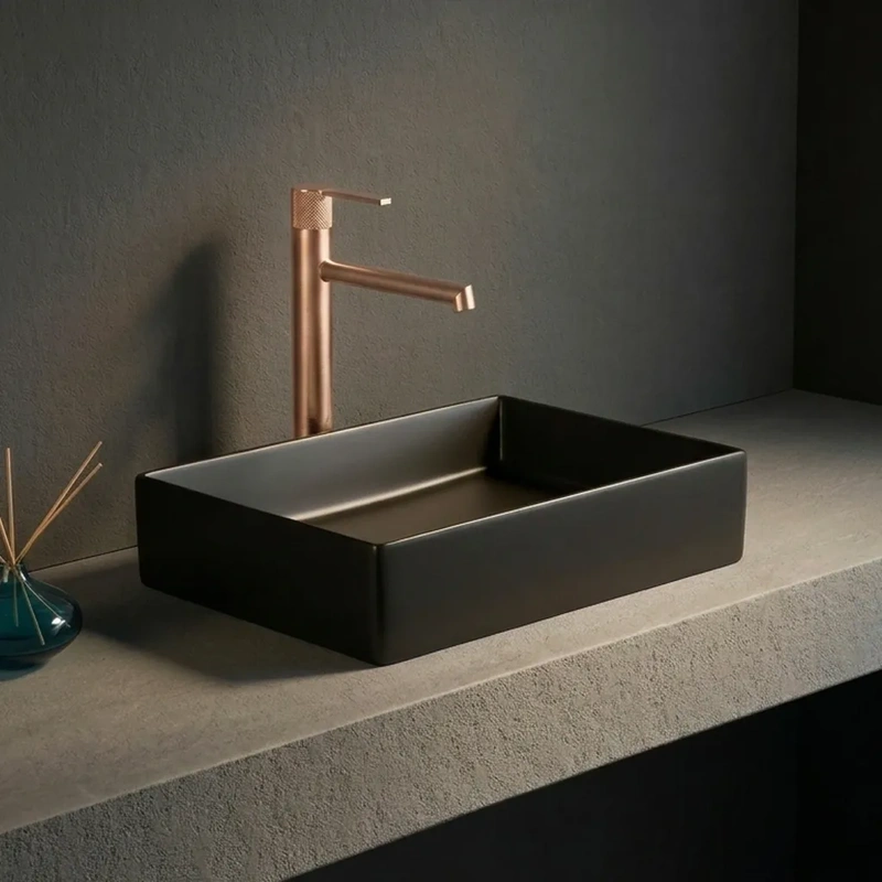 Lavatório de pousar para casa de banho modelo chaves cor preto matte