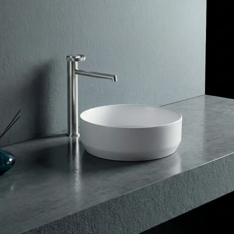 Lavatório de pousar para casa de banho modelo faro cor branco matte