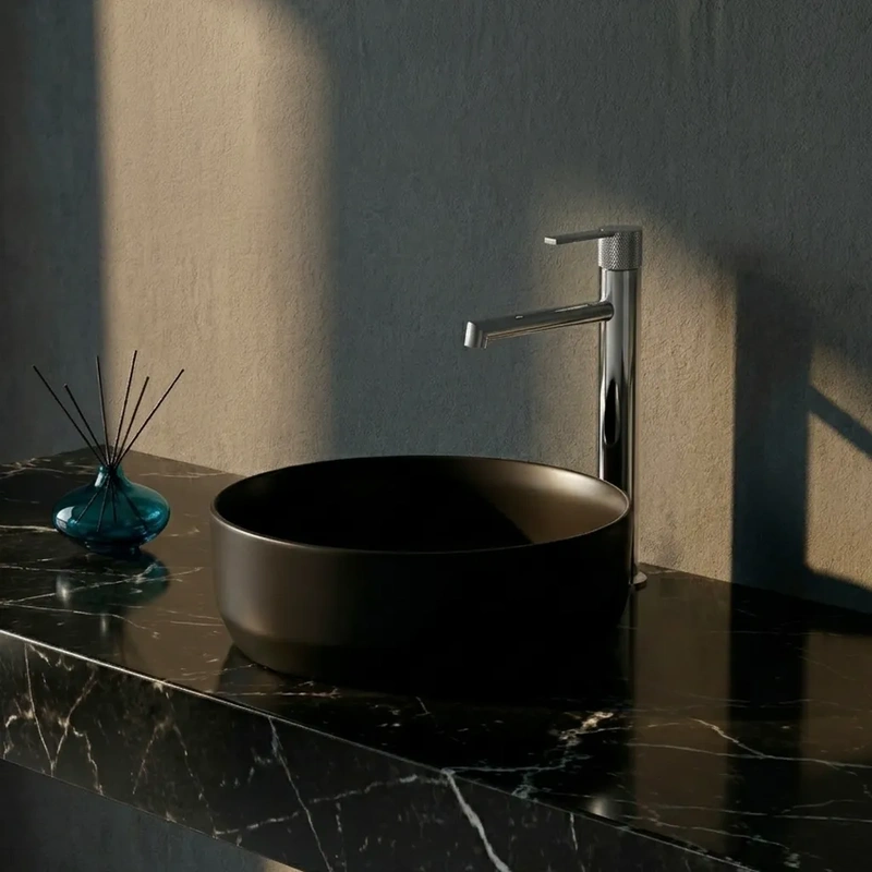 Lavatório de pousar para casa de banho modelo faro cor preto matte