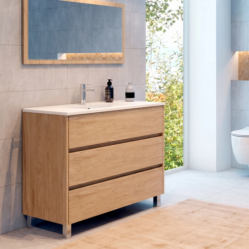 Movel de casa de banho com pés e lavatório modelo axis cor denver