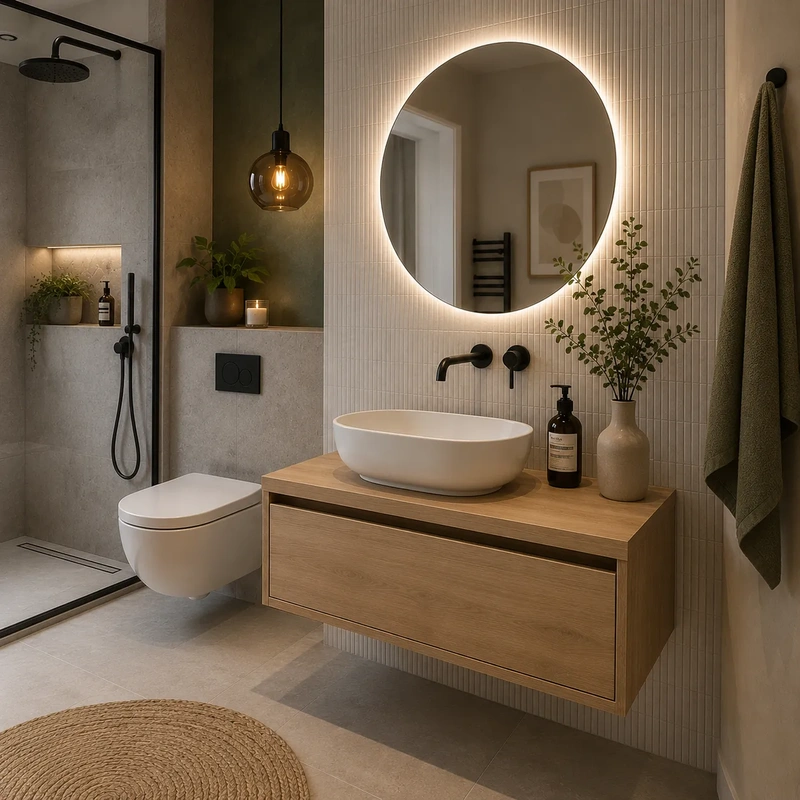 Movel de casa de banho suspenso com tampo modelo sleep cor denver