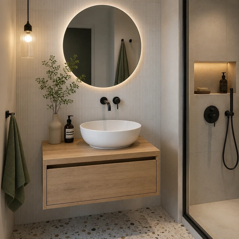 Movel de casa de banho suspenso com tampo modelo sleep cor denver